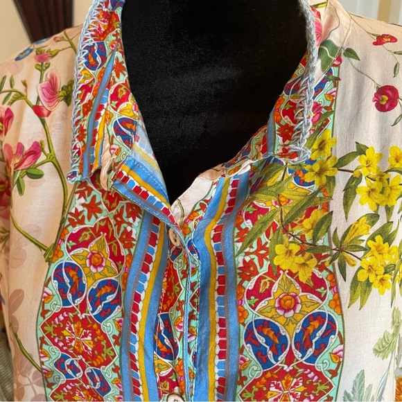 JOHNNY WAS Woven Print Button Front Tunic! New without Tag. XL - Picture 4 of 14